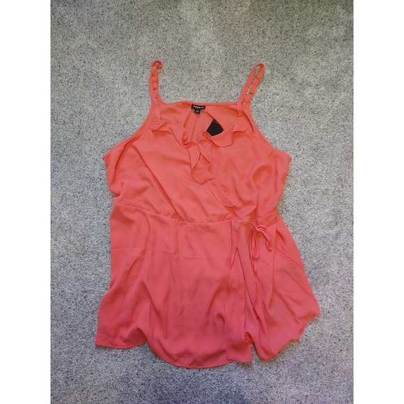 New With Tag Torrid Salmon Ruffle Cami Tank Top Sleeveless Plus Size 2X Tie - Picture 1 of 6